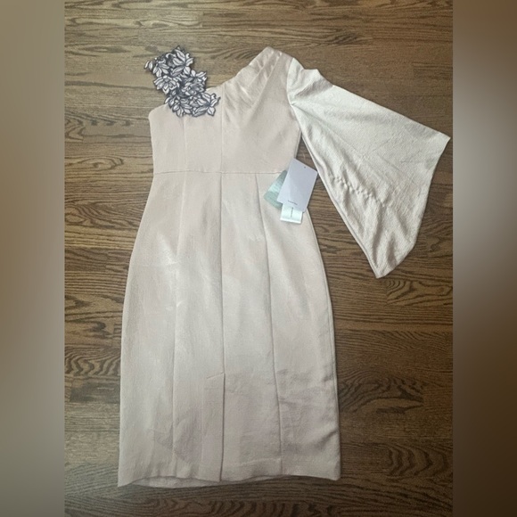 JS Collections Ashlyn Embroidered One Shoulder Midi Dress Size 2 NWT - Picture 7 of 16